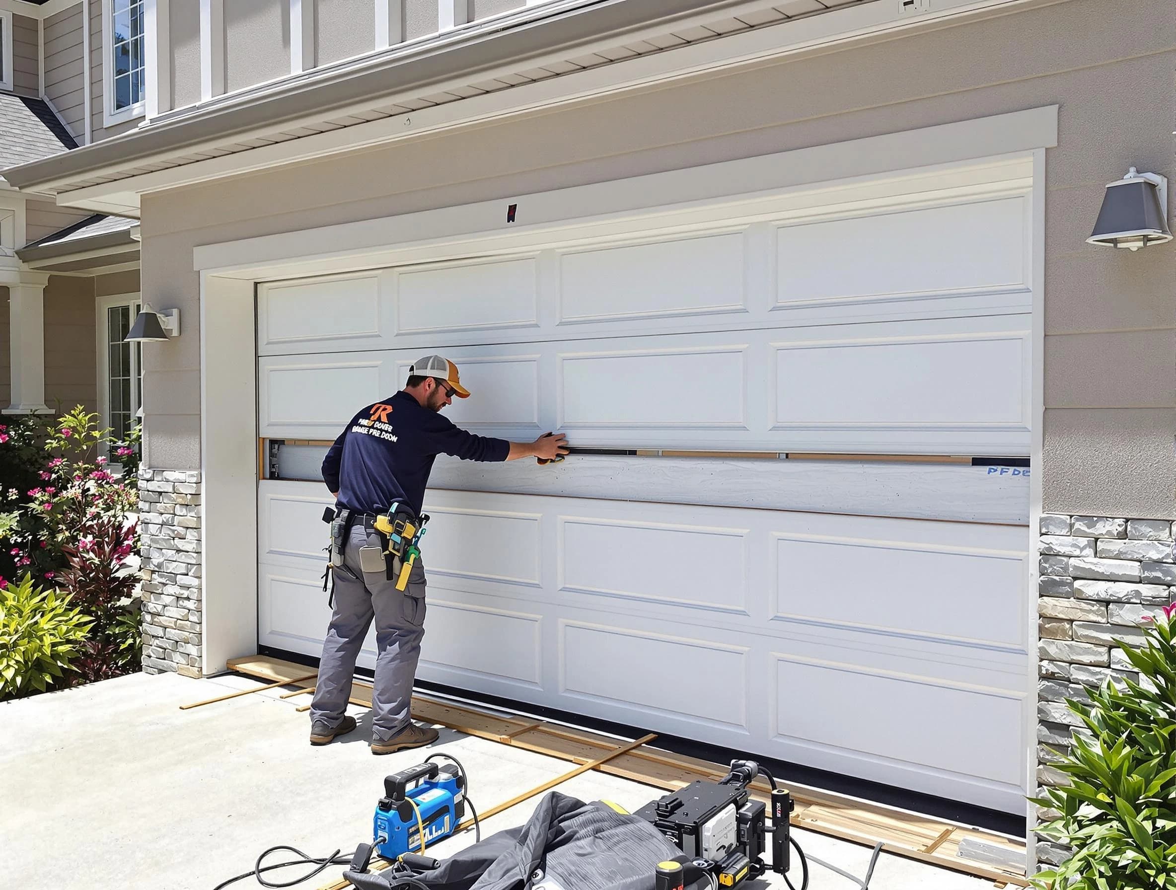 Draper Garage Door Repair team performing complete garage door replacement at Draper residence