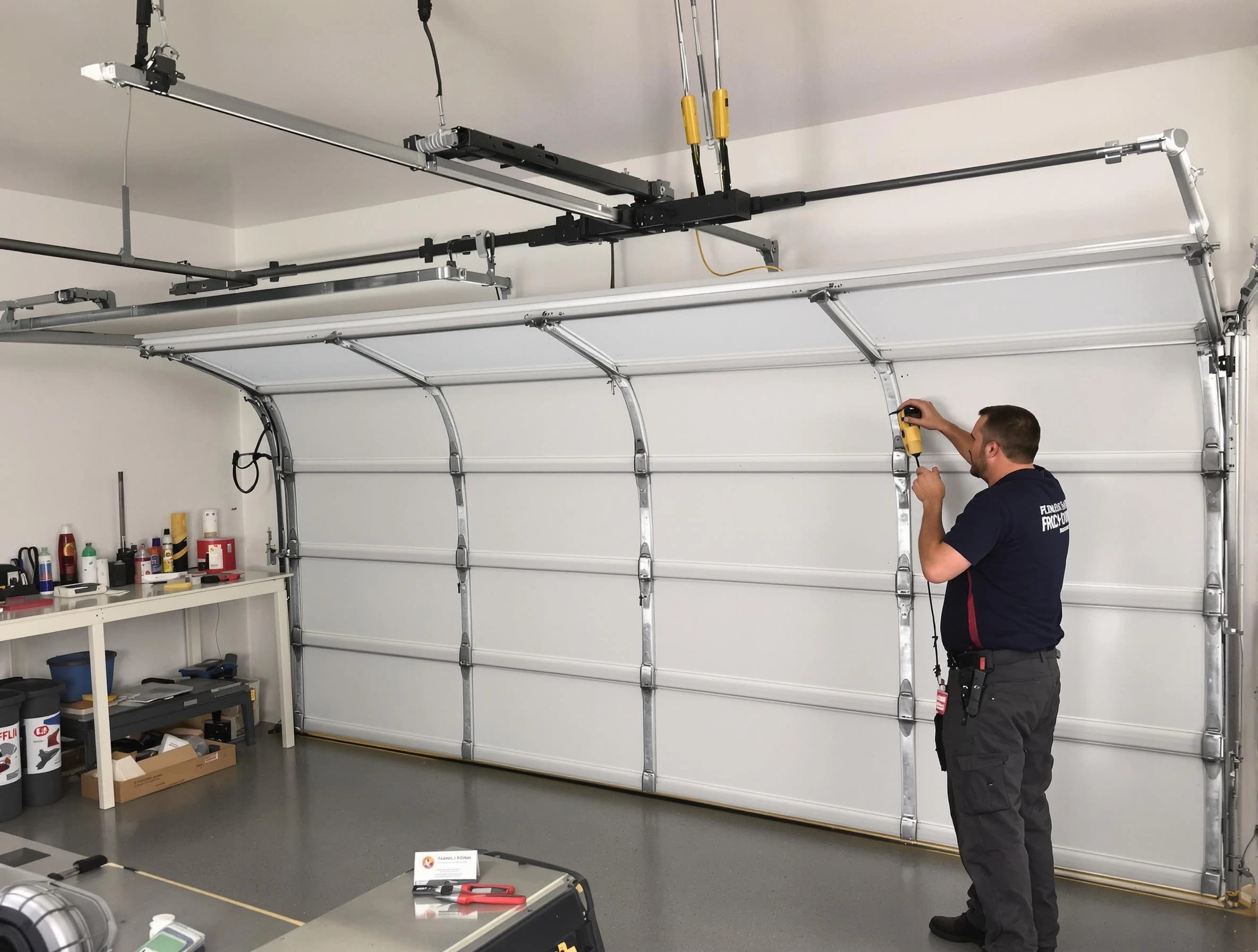 Draper Garage Door Repair certified technician performing overhead door system repair in Draper