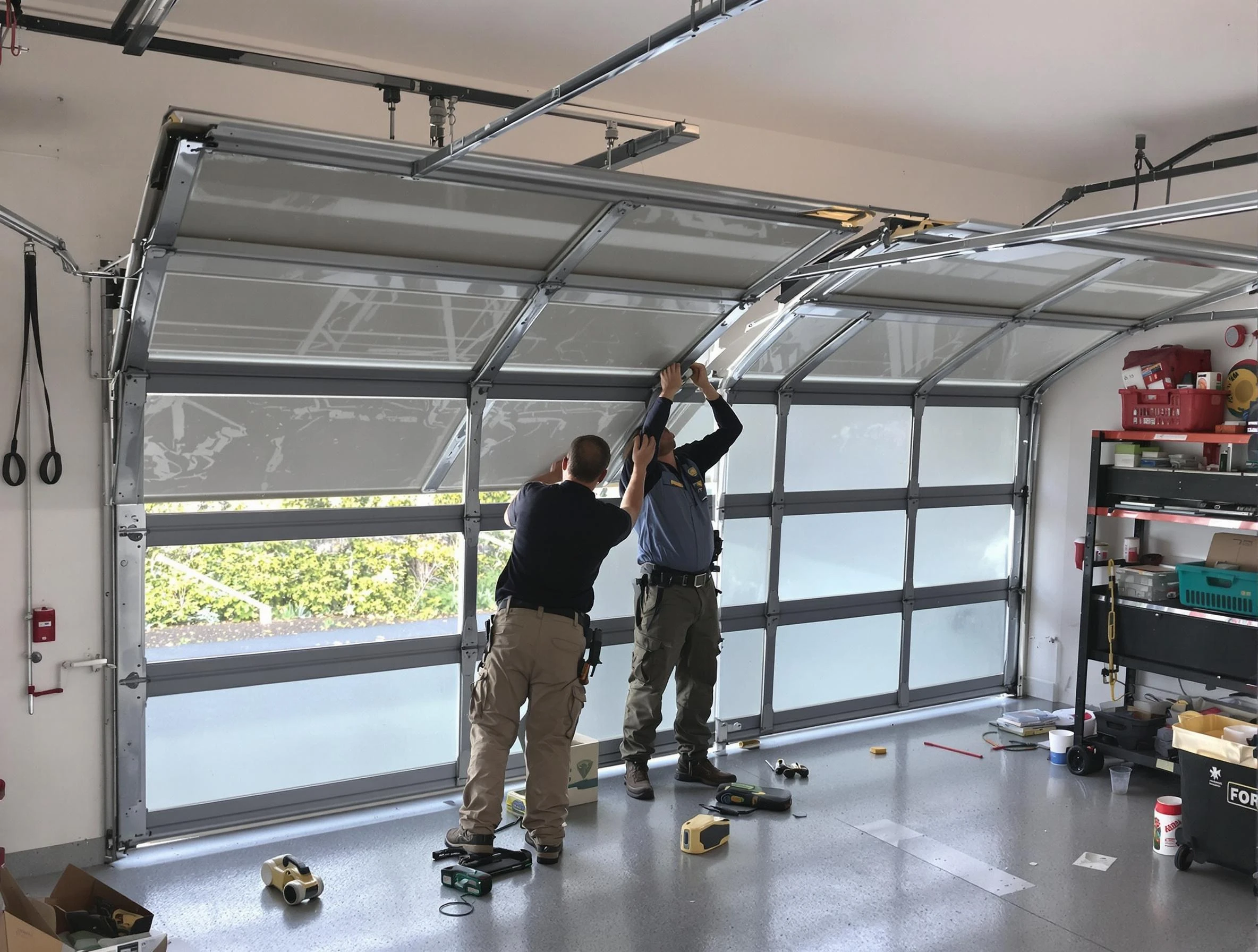 Draper Garage Door Repair expert performing precise panel replacement on Draper garage door
